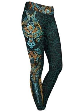 Lunafide Luna Fide Women’s Size XL Black Vibrant Wearable Art Fenrir Leggings